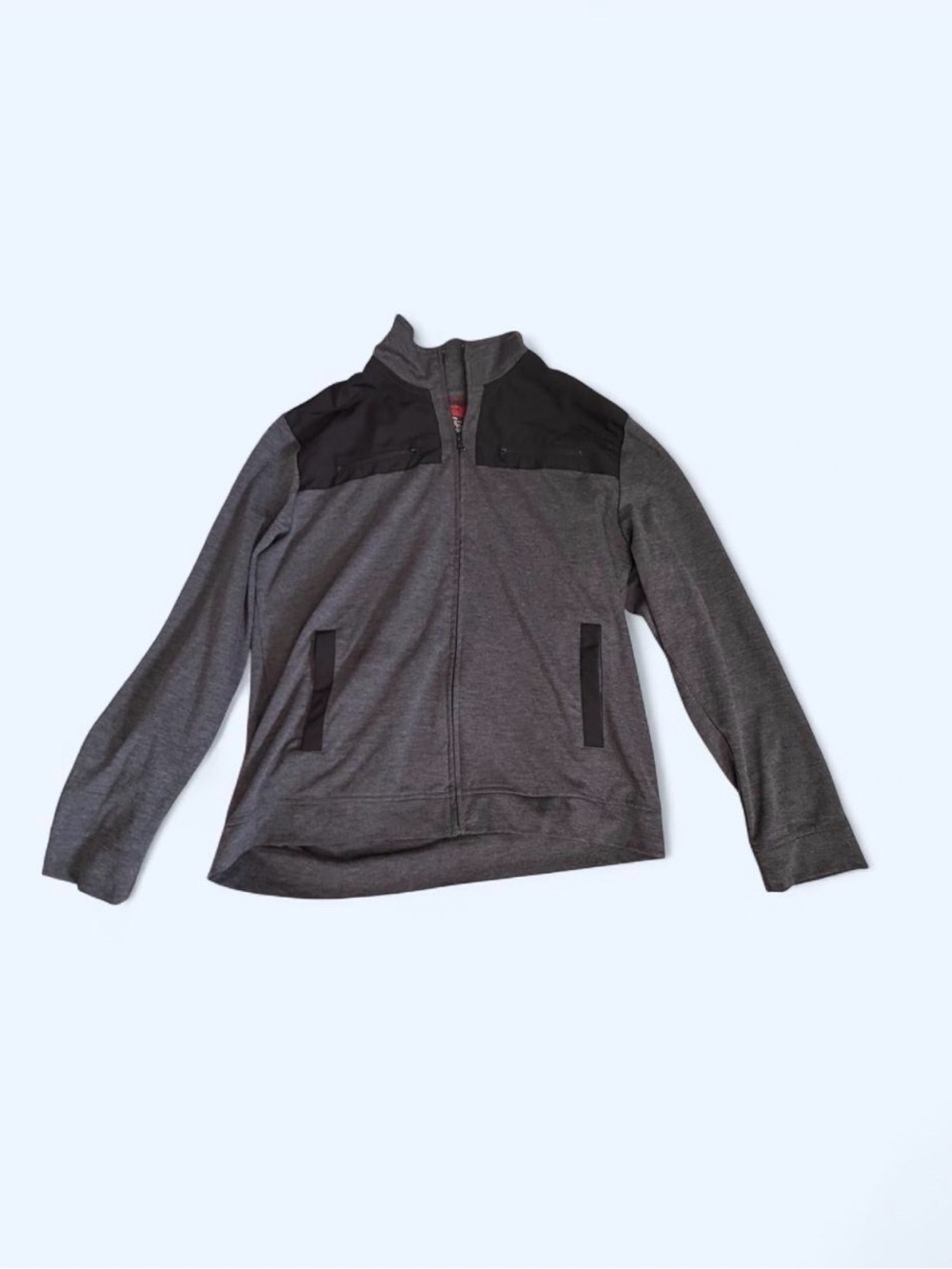 Men's Grey Full-Zip Jacket with Black Patches - Alfani XXL Slim Fit